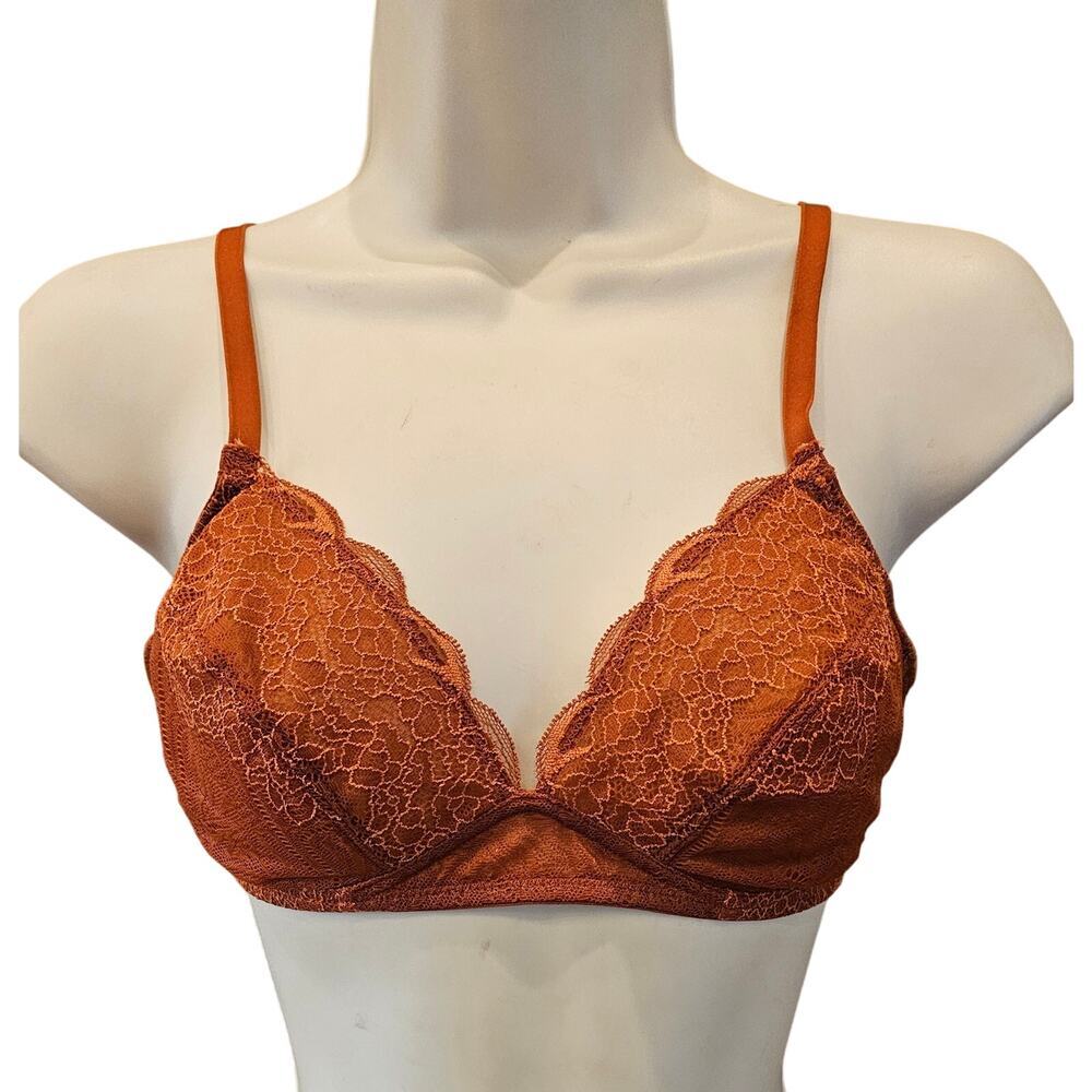 Lace Camila Bralette golden brown M layering sexy lace t shirt bra NWOT